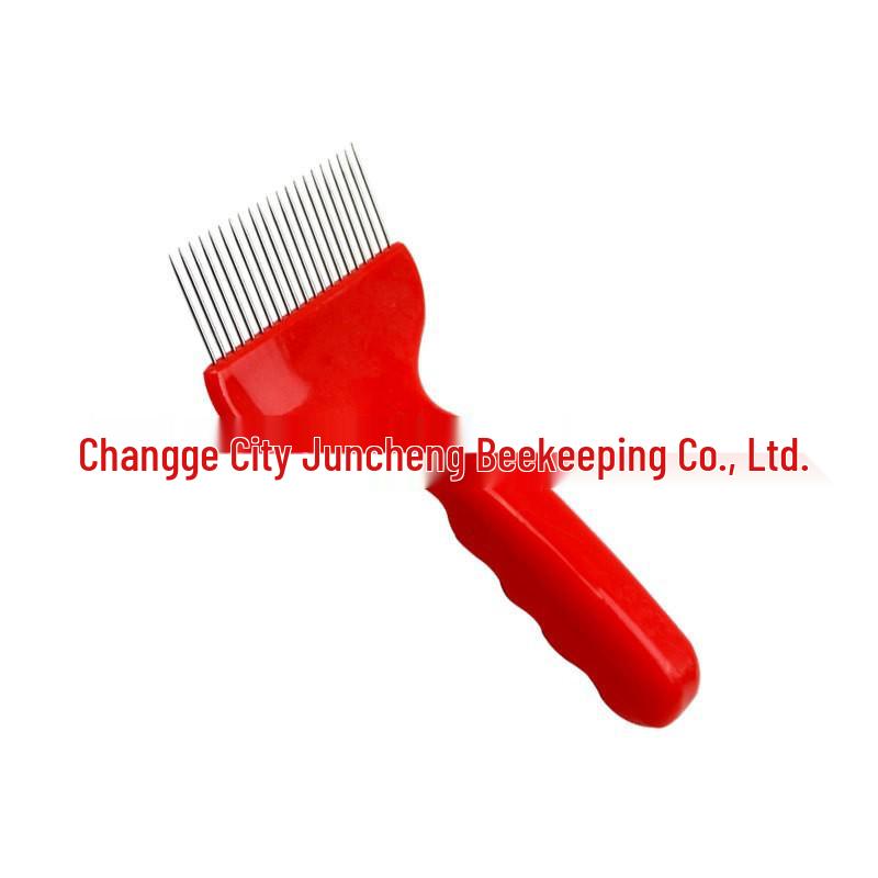 Red Honey Harvesting Knife with 21 Needles and Thickened Stainless Steel Shovel for Beehive Tools Red Thickened Honey Shovel