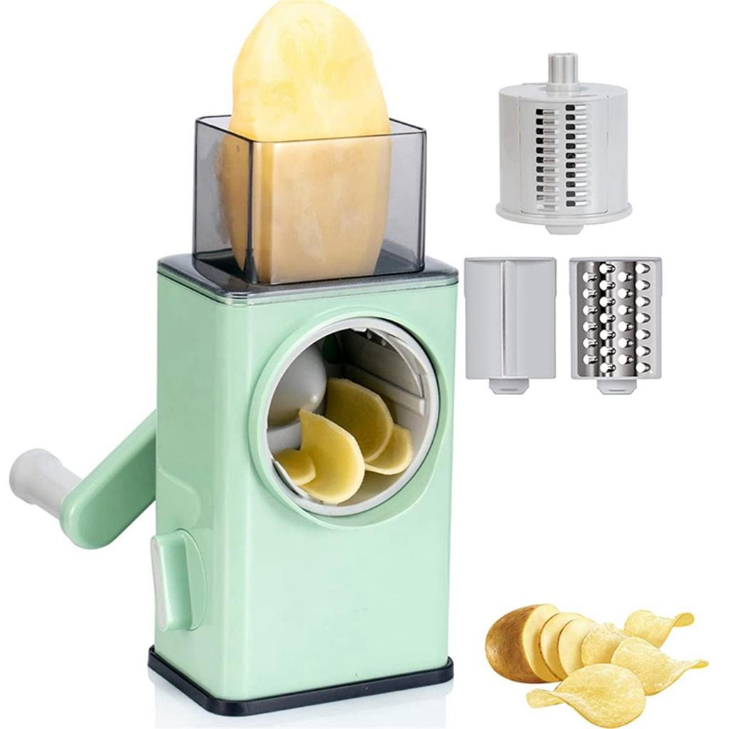 2026 New New Rotary Vegatble Grater Manual Mandoline Slicer with 3 Drum Blades Kitchen Vegetable Slicer Grater Cutter