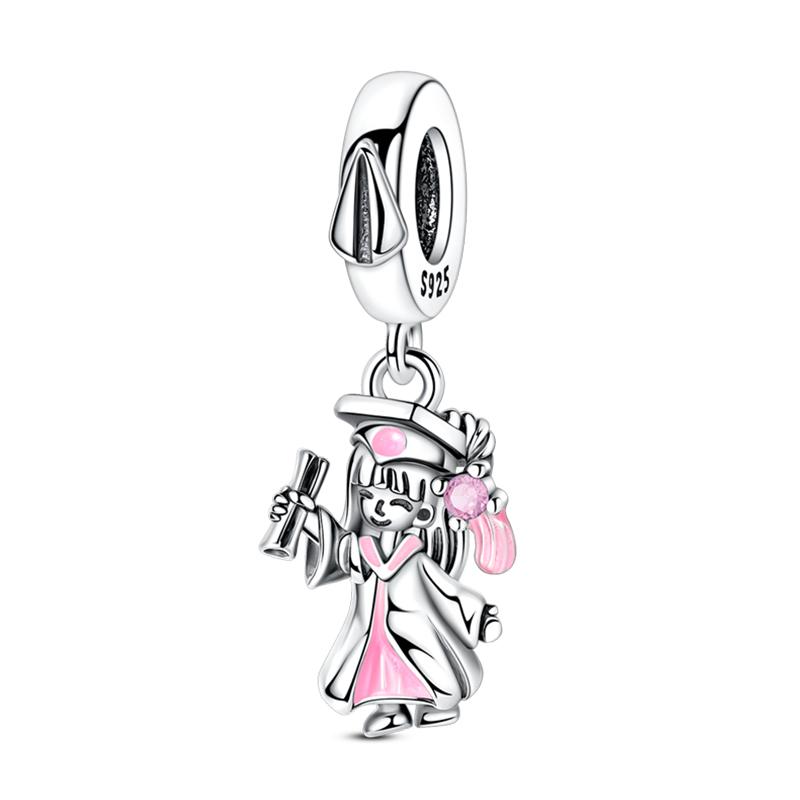 Copper Color Graduation Certificate Bachelor'S Hat Graduation Series Charms Beads Fit Pan Original Bracelets Diy Jewelry