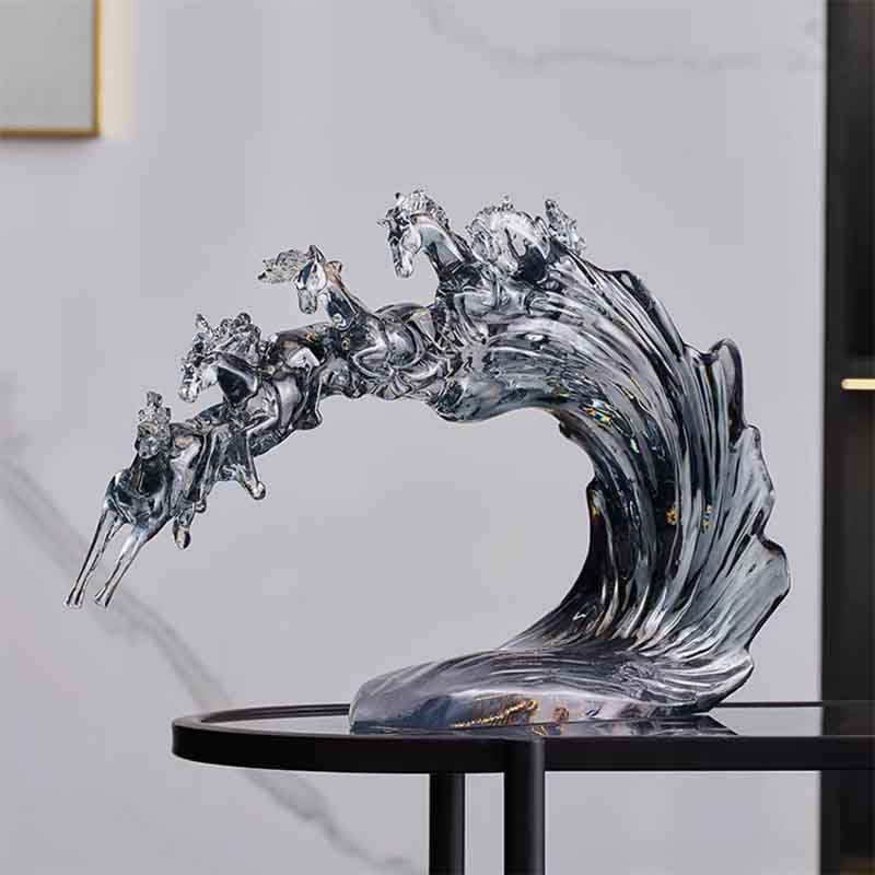 Transparent Resin Handicraft Horse Sculpture Ornaments Living Room TV Cabinet Desktop Decoration Creative Artworks Statue Gifts