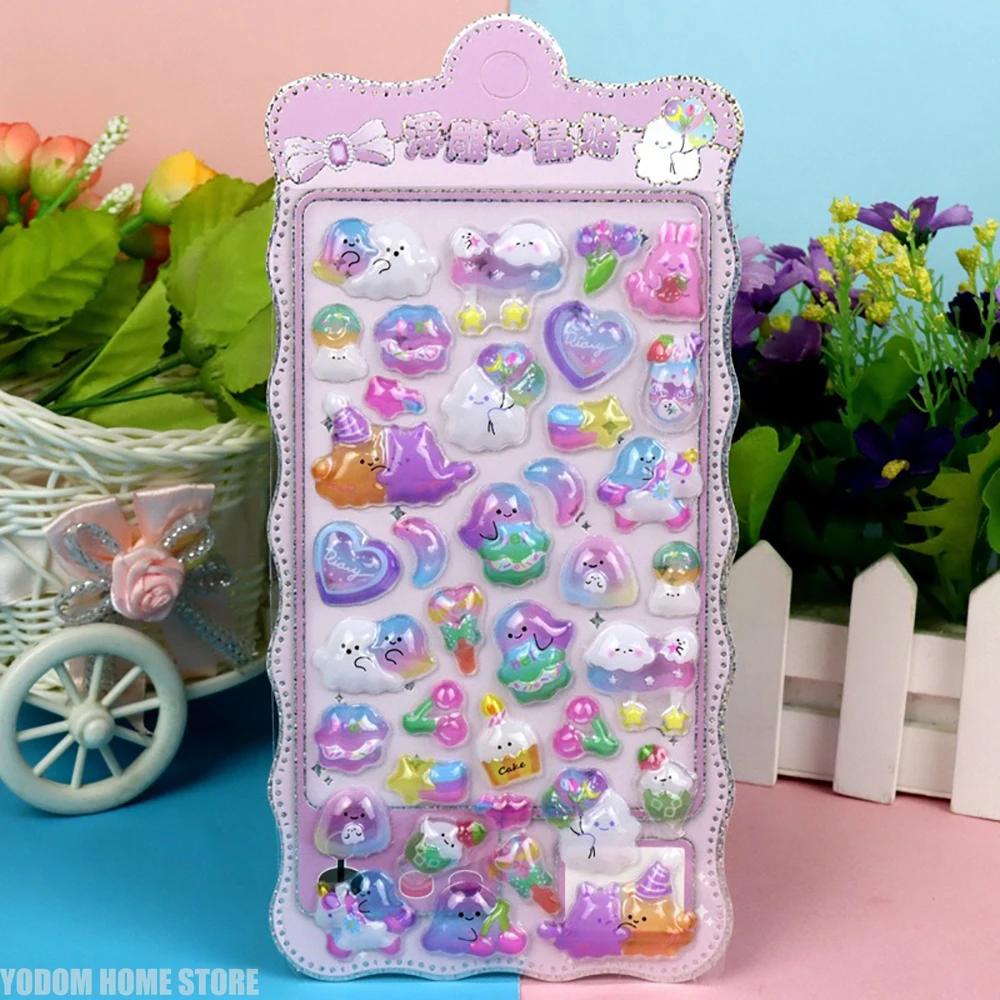 17pcs No Repetition 3d Bubbles Cute Panda Princess Cartoon Stickers for Girls Gift Scrapbook Stickers Craft Supplies