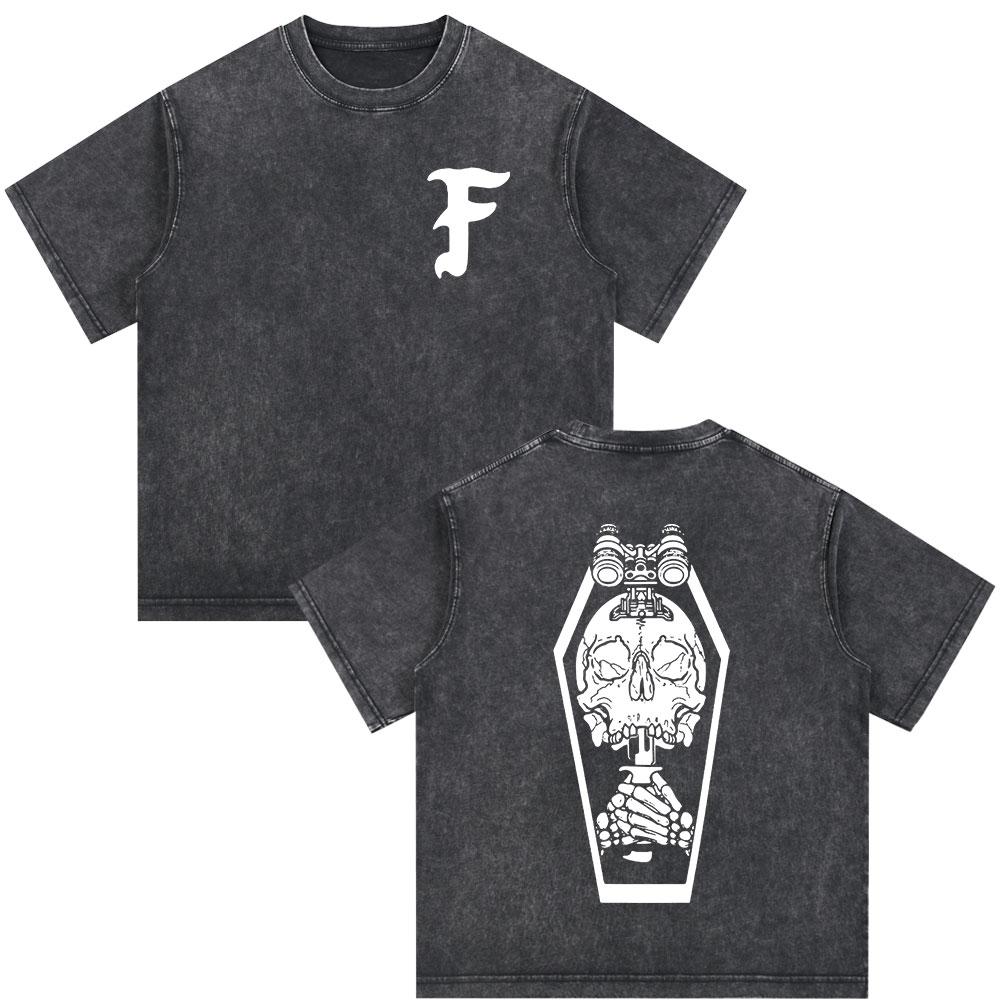 Vintage Washed Forward Observations Group Skeleton FOG T-shirts Men Women Clothing Fashion Oversized Casual T Shirt Streetwear S разноцветный