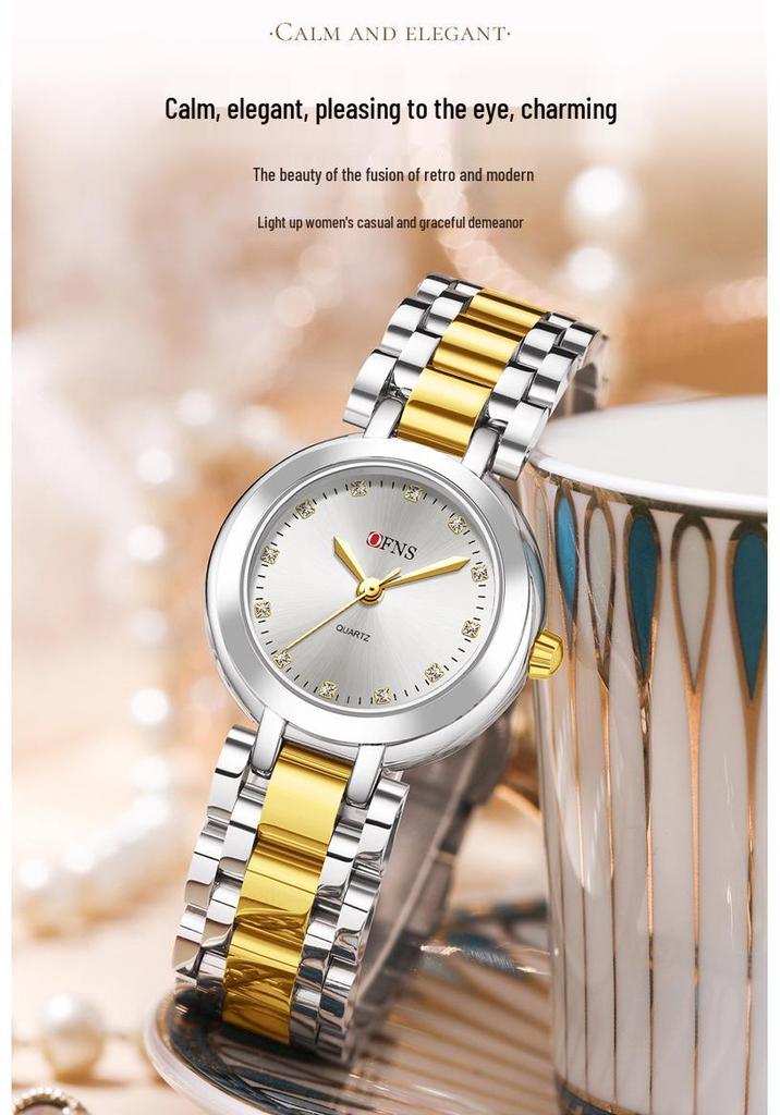 OFNS Women's Waterproof Rhinestone Luxury Quartz Watch with Roman Numerals