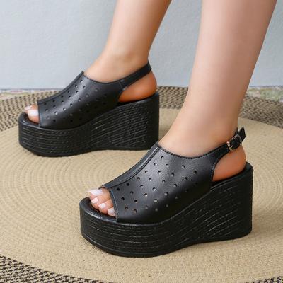 Γυναικείες Καλοκαιρινές Νέες Σανδάλια με Κοψίματα και Παχύ Πάτο