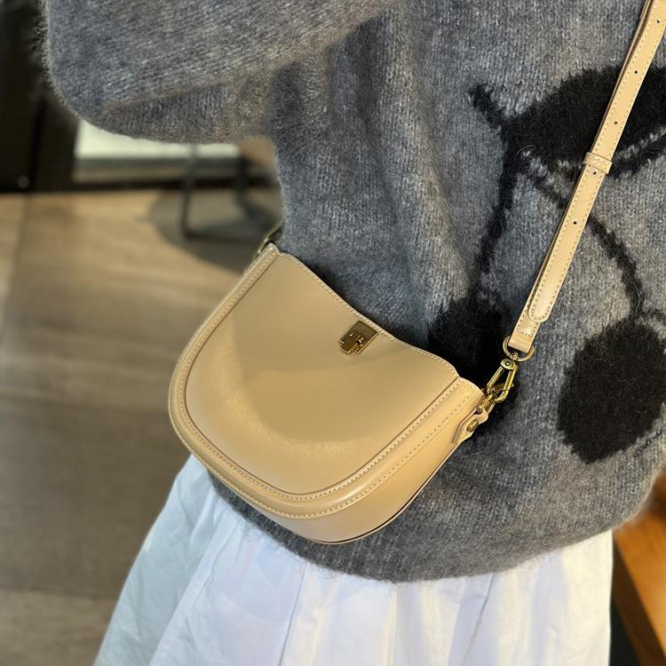 Women's Genuine Leather Crossbody Saddle Bag - 2024 Spring/Summer Trend, Advanced Texture, Popular Small Underarm Design