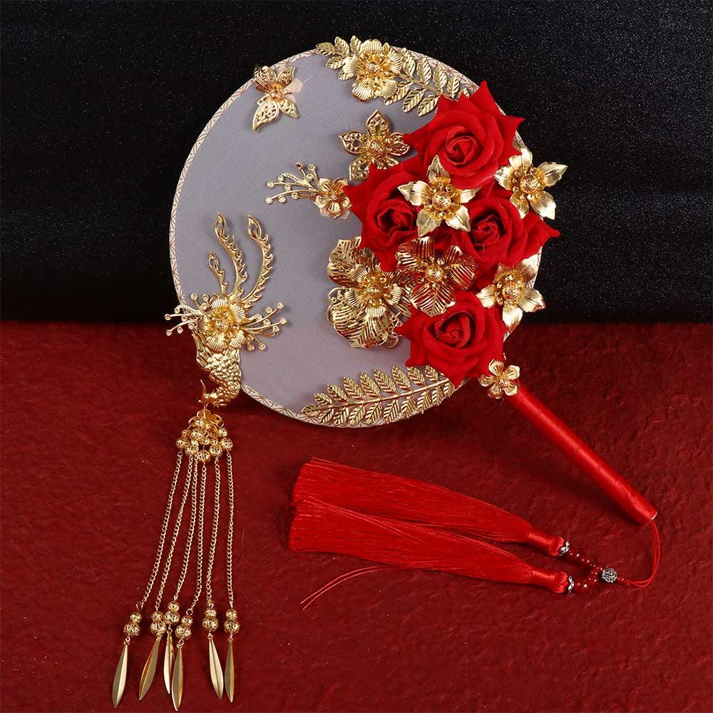 Prop Chinese Wedding Vintage Wedding Decorative Decor Craft Fan Bouquet Photography Ornaments
