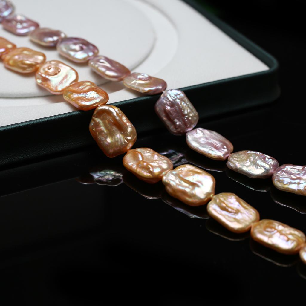 1String, Pink Purple Natural Freshwater Pearls, Handmade Square Shape Pearl Beads, 15×20mm, for DIY Necklace, Jewelry Making Crafts, Length 36 Cm