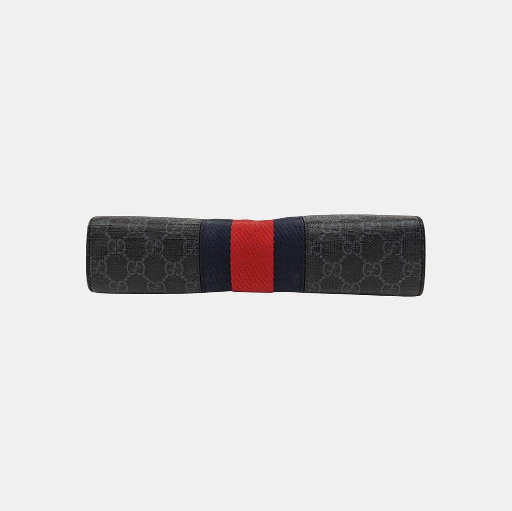 [Pre-Owned] Signature Logo Stripe Web Zipper Canvas Clutch - Fair #1Q4GJFX