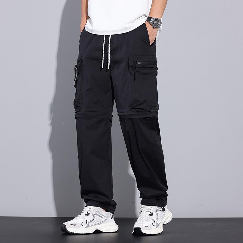 American Ice Silk Quick-drying Casual Pants Men's Design Sense Outdoor Function Wind Removable Zipper Splicing Tooling Pants