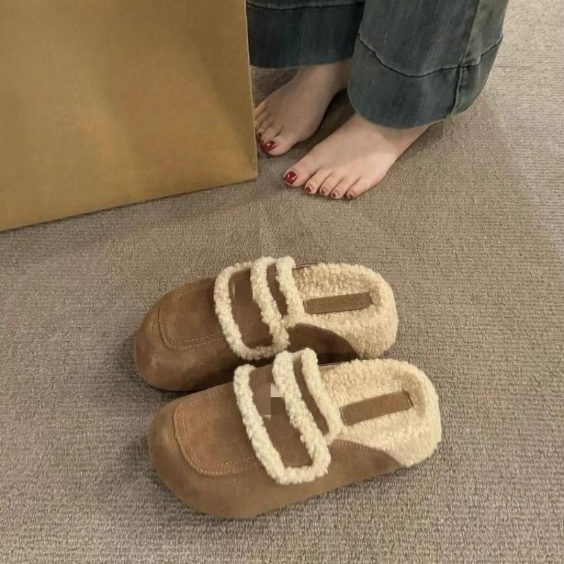 A Lazy Person Wears Thick-soled Women s Shoes with A Half-slipper Toe and Fleece Slippers on Top 40 малиновый 2298₽