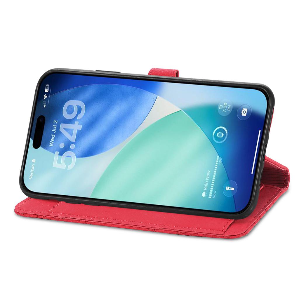 For iPhone 17 Pro Max Zipper Wallet Case with Strap Flower Imprint PU Leather Phone Cover