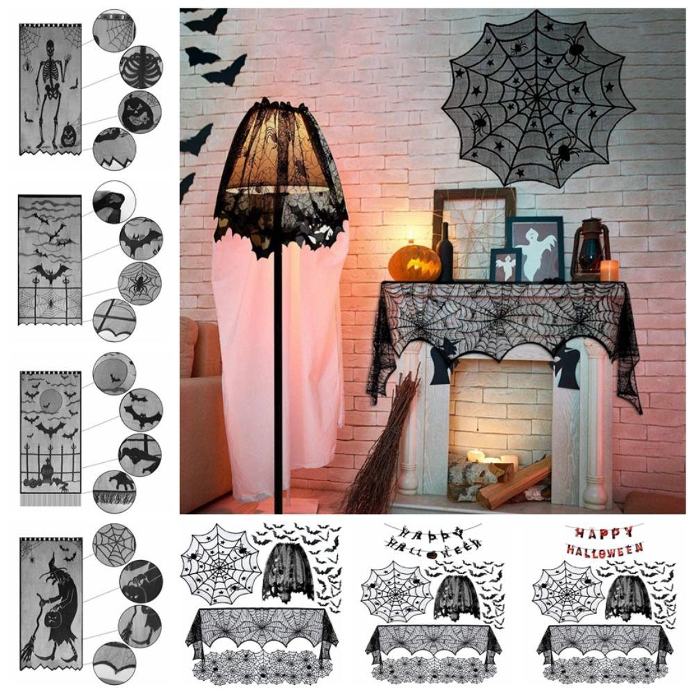 Cloth Halloween Door Curtains Table Flags Spider Web Tablecloth  Halloween