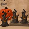 Desktop Mini Ornaments Halloween Tree Scary Decorations with LED Night Lights Fall Tiered Tray Decor for Lights Party Indoor Tabletop Haunted House