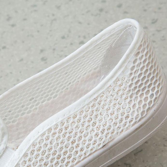 WTEMPO Proste czarne białe siateczkowe wydrążone uniwersalne buty damskie casualowe lekkie miękkie płaskie buty wsuwane