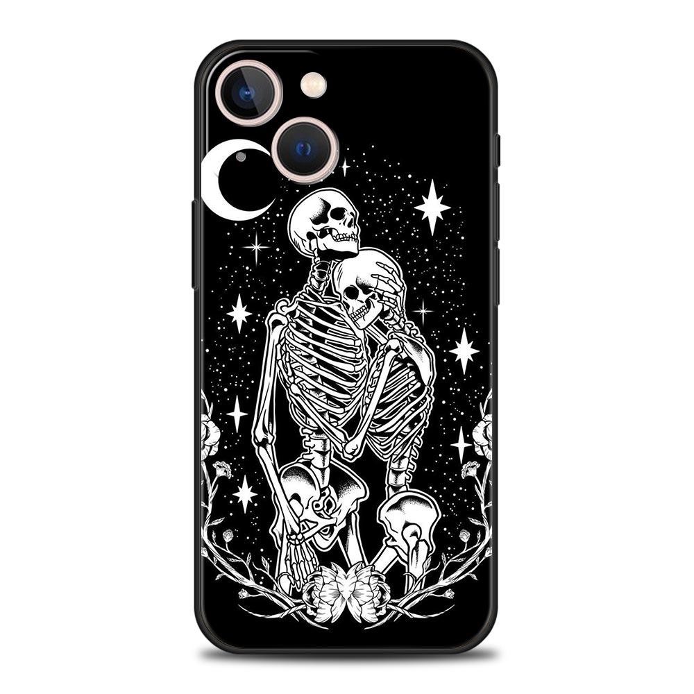 

Phone Case Cover for iPhone 17 Pro Max 16 15 14 13 12 11 Pro Max Plus 17AIR Shockproof Soft TPU Shell Skeleton Love Skull Capas iPhone 12
