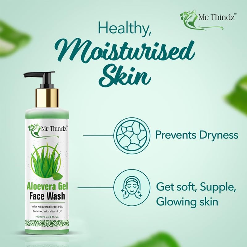 Aloe Gentle Face Wash with Aloe Vera & Glycerin for Sensitive Skin, Dry to Normal Skin -100 ml Gently Cleanses | Hydrates & Soothes | Fragrance & S