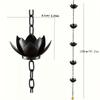 Oak Leaf Rain Chain with Adapter,  Adjustable Lotus Rain Catcher Chain for Gutters Outside Downspout, for Divert Water and Home Display, Black