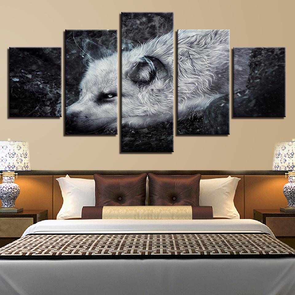 

Животный принт Лошадь Тигр Волк Олень Холст Картины Плакат Настенный принт Холст 5 Панель Домашние украшения Гостиная Аннотация Без рамки