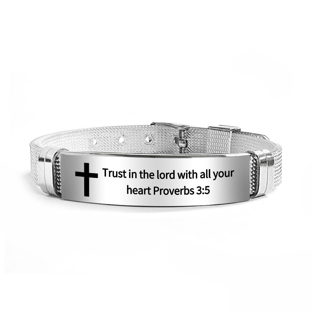 Adjustable Inspirational Quotes Braclets Stainless Steel/PVC Bible Verse Bracelet  Faith Gifts
