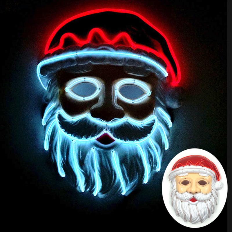 Funny Led Santa Claus Full Face Mask Christmas Santa Mask Christmas Cosplay Costume Accessory Festive Party Head Cover