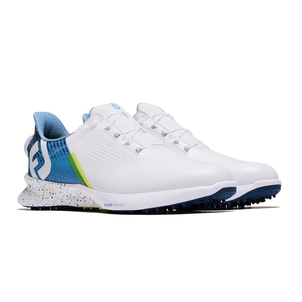 FootJoy Fuel Flash Boa Golf Shoes for 3E Men, White/Blue, 27.0 Cm,
