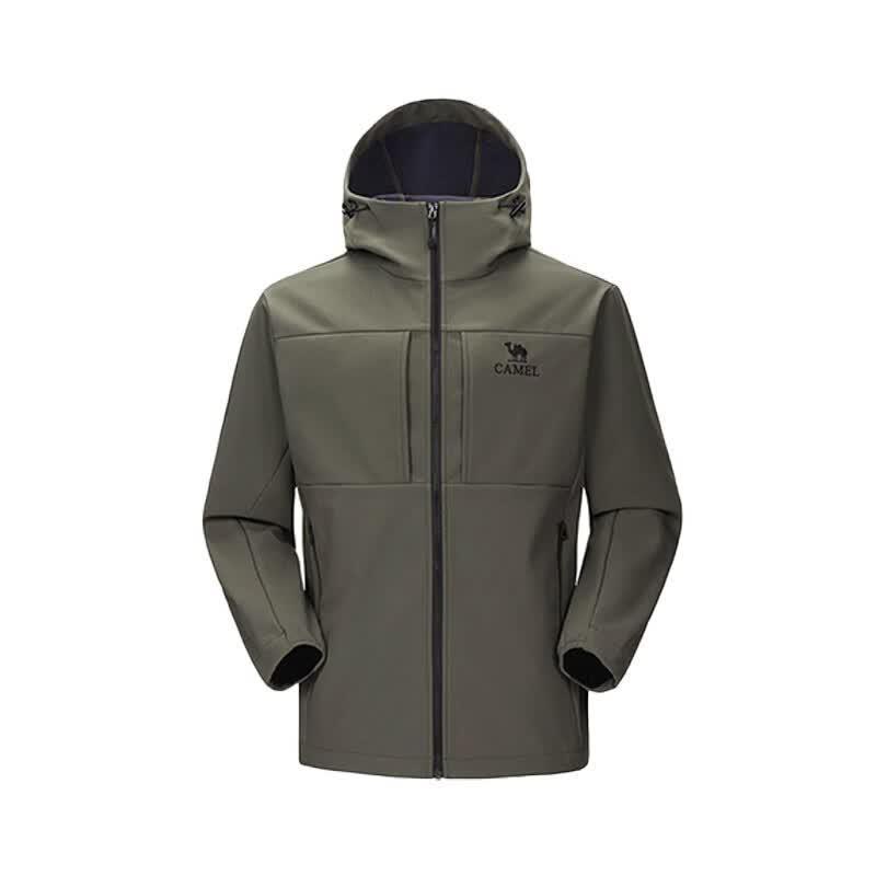 Camel Men s Windproof Waterproof Fleece-Lined Hooded Softshell Jacket XL