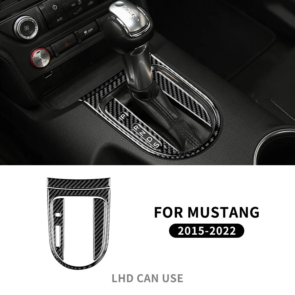 Real Soft Carbon Fiber Sticker For Ford Mustang 2015 2016 2017 2018 2019 2020 2021 2022 Car Gear shift Panel Trim Accessories