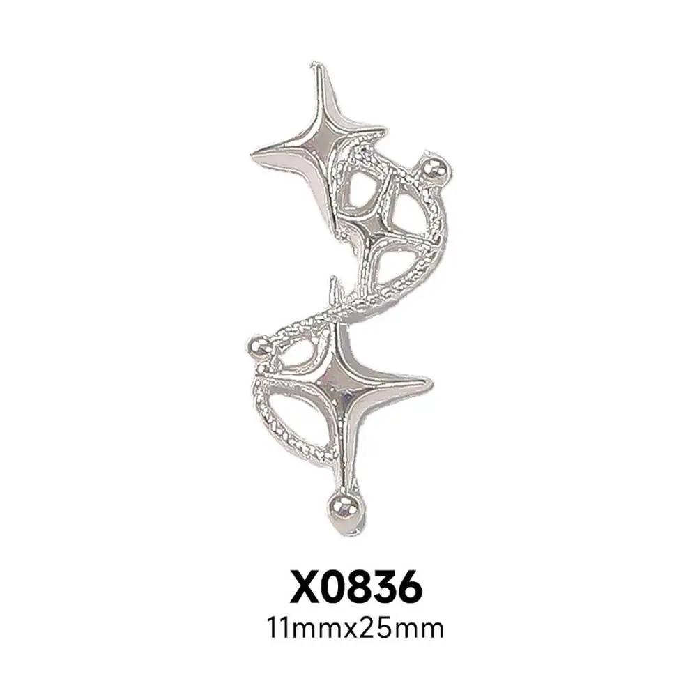 10Pcs 3D Star Alloy Rhinestone Nail Art Charms Gold/Silver Shiny Glitter Diamond Press on Nails Manicure DIY Decorations