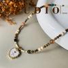Garden Autumn/Winter Maillard Tiger Eye Beaded Necklace Women's Light Luxury Natural Stone Sweater Chain
