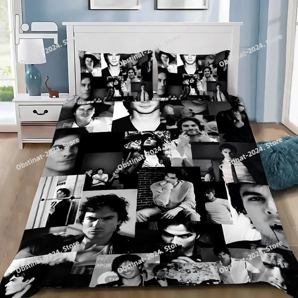 D-Damon Salvatore The Vampire Diaries Duvet Pillowcase Bedding Set Boy Girl Bedroom Decoration Children Gift Single Double Large