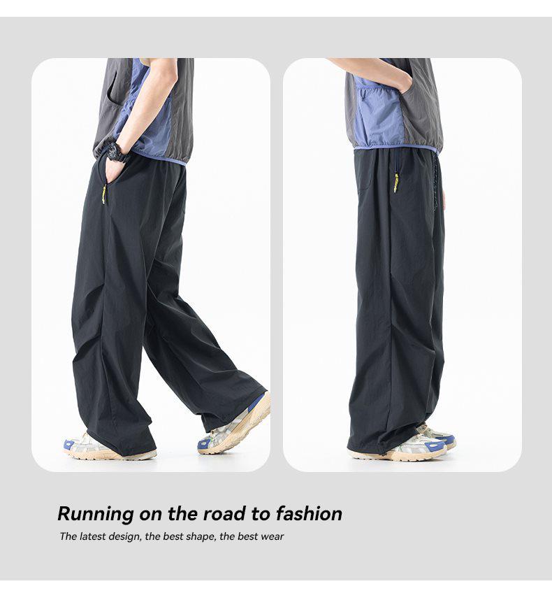 Men's Ice Silk Workwear: Lightweight, Breathable, Quick-Dry Sports Pants in American Style