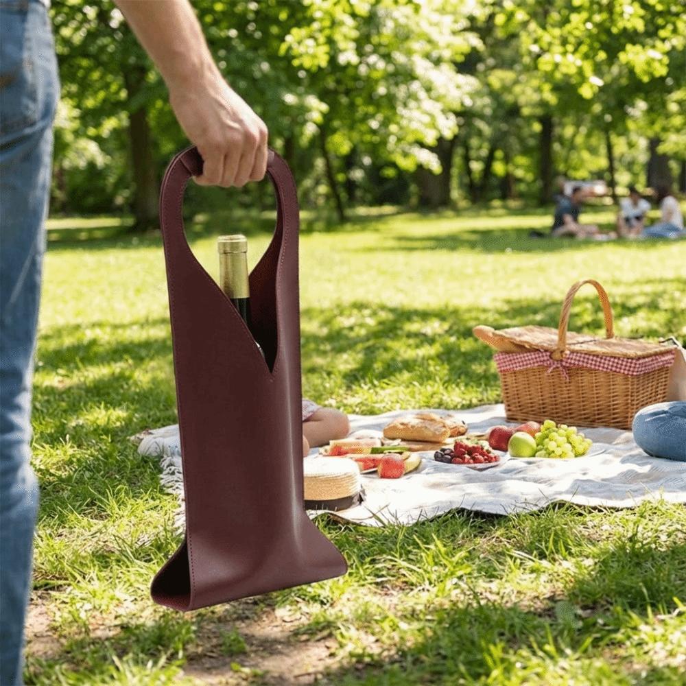 Waterproof Wine Tote Sturdy Handle Champagne Carrier Reusable Leather Wine Carrier  Wine Tasting