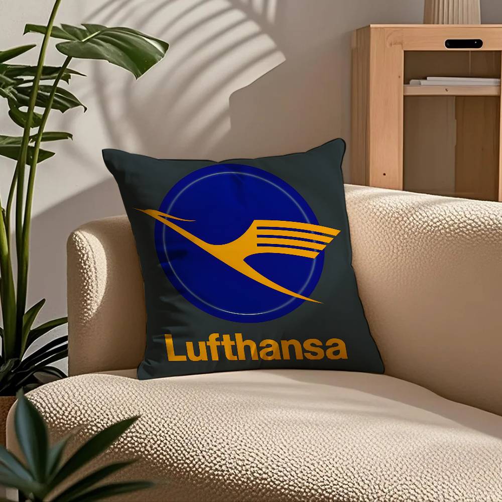 

Lufthansa Airlines Pillow Case Comfort Sofa Bed Silky elegant Invisible zipper Custom Decorative cushion cover 40X40cm