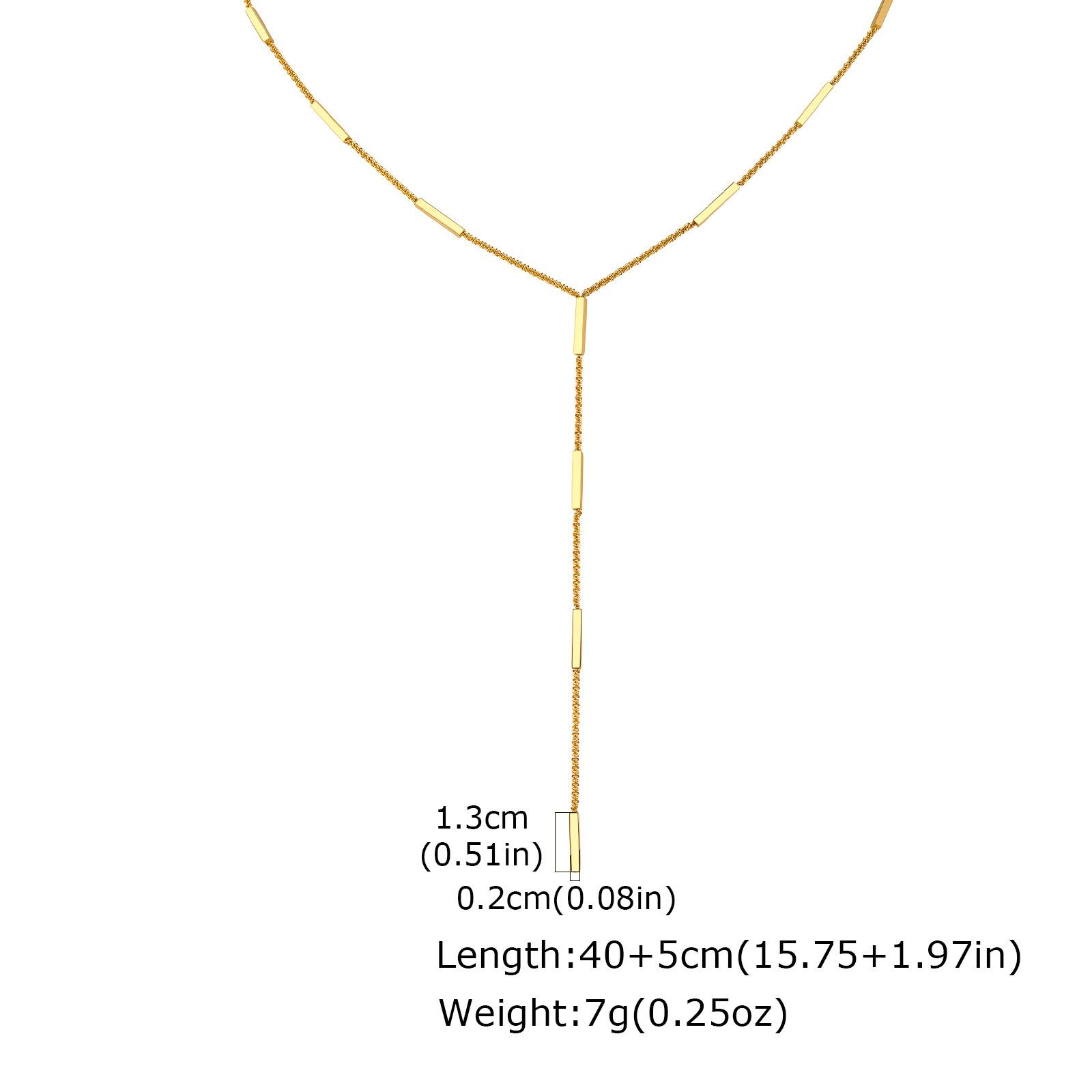 

Fashion Minimalist Cold Wind Stainless Steel Rectangular Strip Y-Shaped Necklace Gold Versatile Clavicle Chain Female Nc-2741 золотой