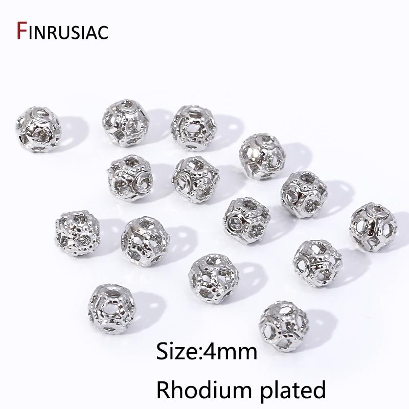 

18K Gold Plated Brass 4mm Hollow Round Spacer Beads,Bracelet Beads For Jewelry Making,Beads Separators,DIY Jewelry Accessories 50 pieces