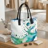  Watercolor Wave Tote Bag Casual Large Capacity Shoulder Handbag for Daily Use