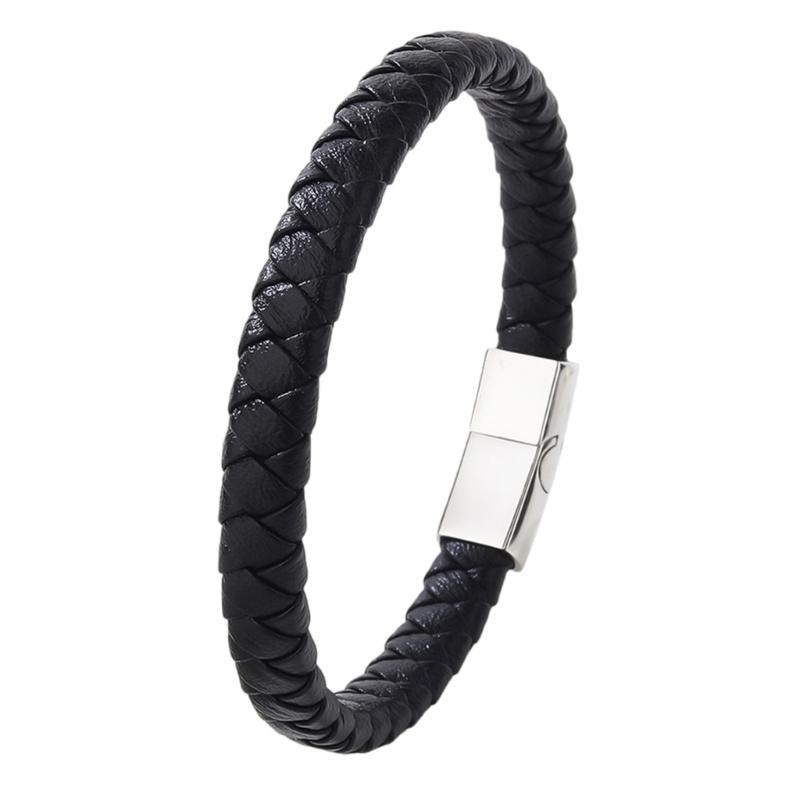 

Adjustable Leather Bracelet for Women and Men Soft Comfortable Fit Daily Wear Fashion Accessory 1 чорний
