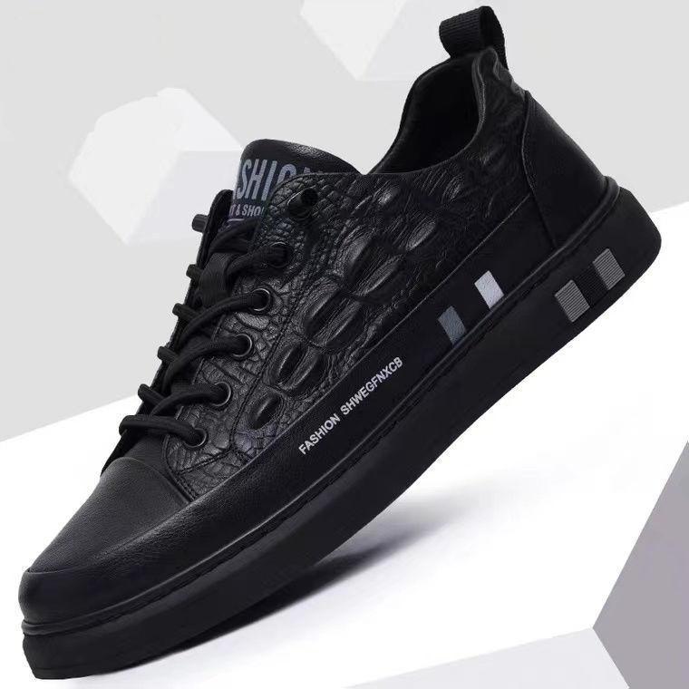 Men's Shoes Spring New Board Shoes Men's Casual Leather Shoes Trend Versatile Chef Shoes Non-slip Wear-resistant Shoes Men