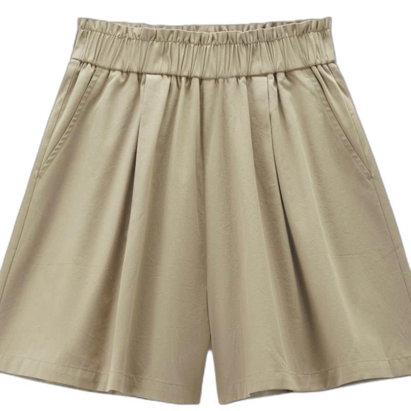 Giordano Women s Cotton Elastic Waist Wide-Leg Shorts M