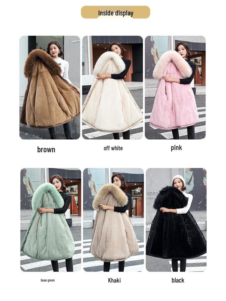 Women's Winter 2025 Cotton-Padded Parka with Fur Collar - Casual Mid-Length, Loose-Fit Korean Style Coat