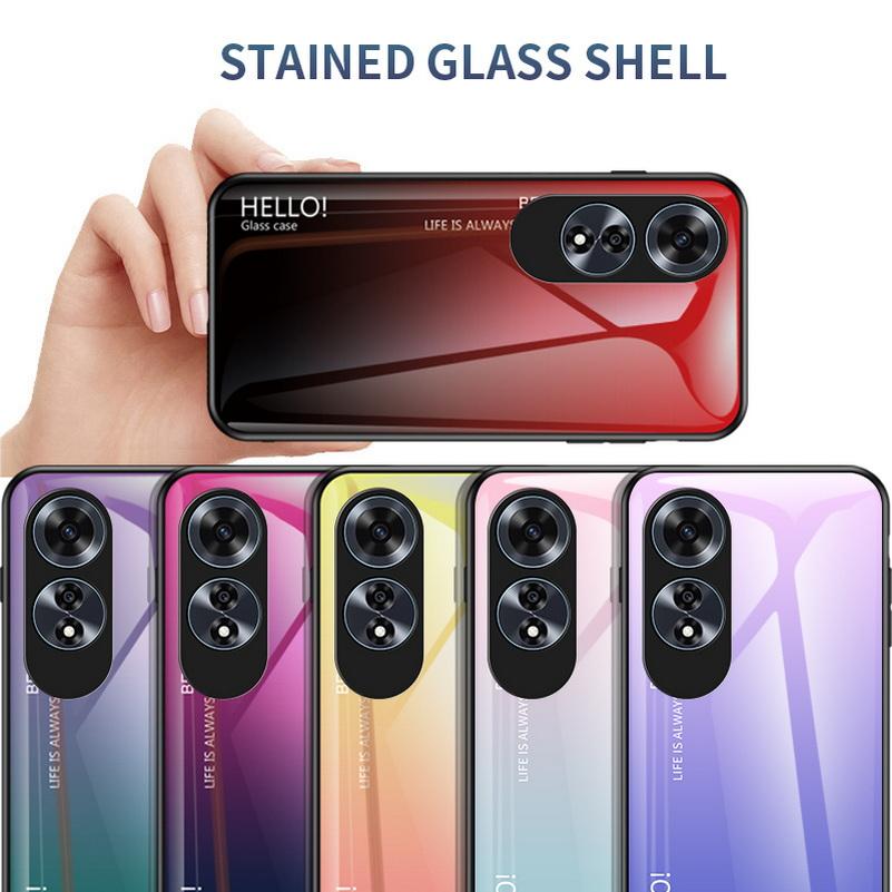 Gradient Tempered Glass Protect Case for OPPO A60 A79 A18 A38 A98 A78 A58 A17 A16 Glossy Back Cover