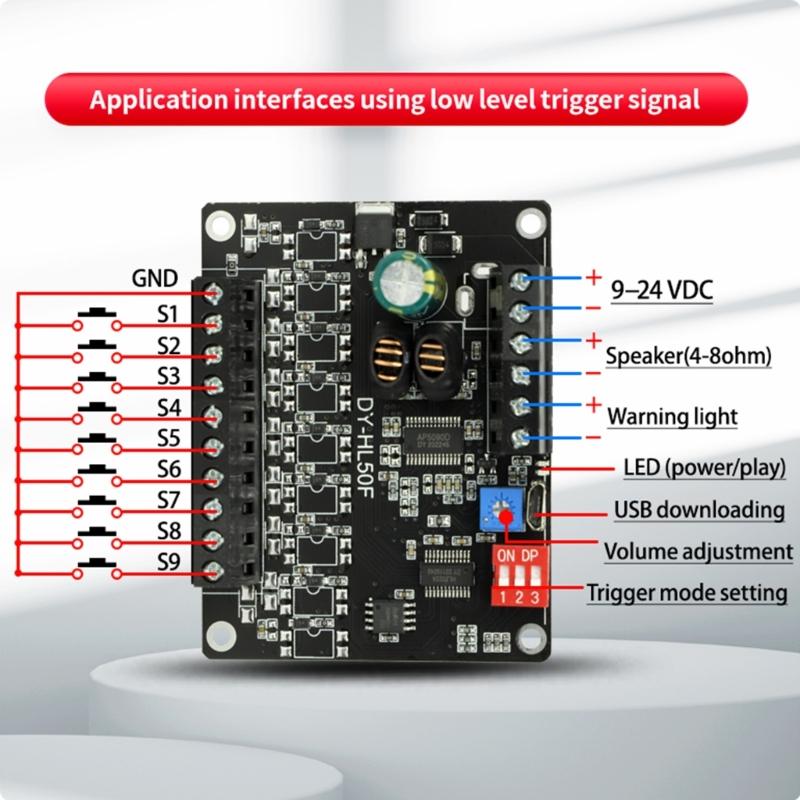 HL50F Audio Prompting Module Triggered Industrial Grade Voice Player Broadcast Trigger Module High-Low