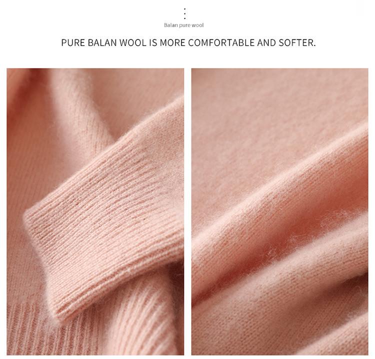 Women's Plus Size 100% Wool Thickened Round Neck Sweater - Winter Solid Color Pullover