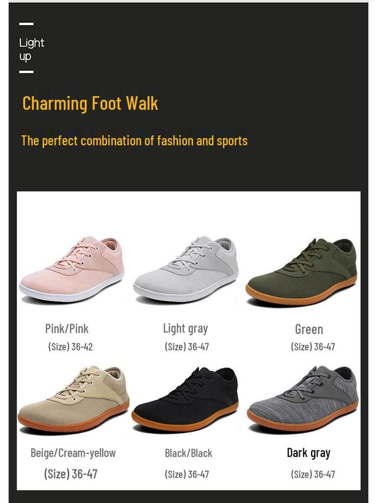 New Wide-Toe Barefoot Fly-Knit Hiking Shoes, Plus Size