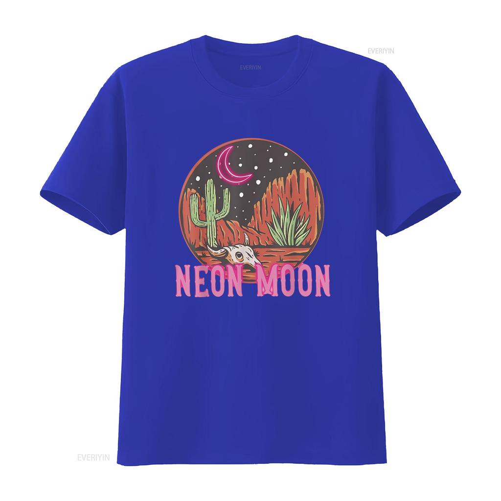 Neon Moon 90s Cactus Desert Country Western Cowboy Cowgirl T Shirt vintage Washed Versatile Stretched streetwear graphic Soft