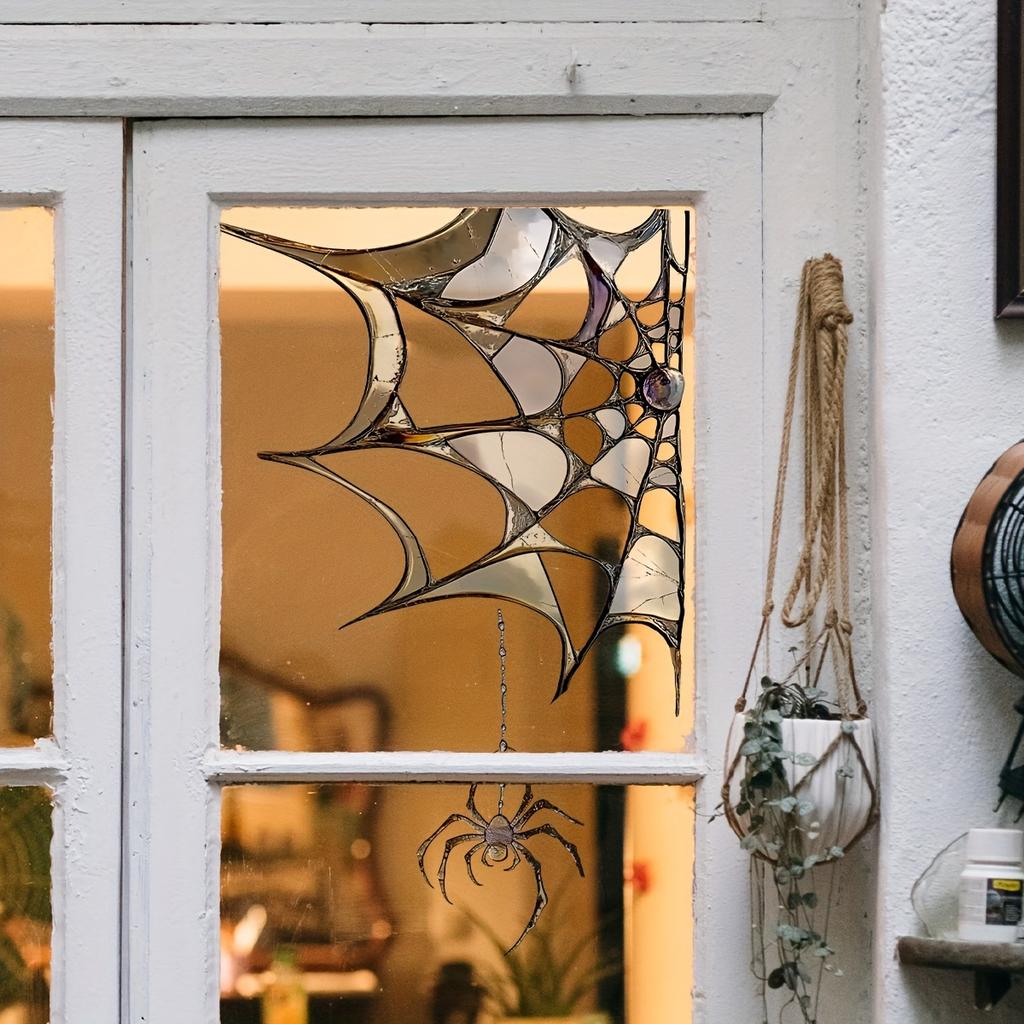 Halloween spider web holiday decoration bedroom windowsill stickers double-sided printing visible electrostatic glass film