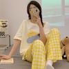 Women's Three-Piece Pajamas Homewear Summer Pajamas Homewear Women Short-Sleeved Korean Version of The Girls Casual Homewear