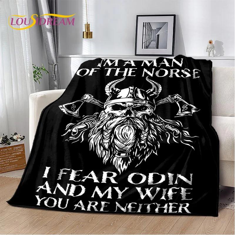 3D Viking Odin Valhalla Nordic Mythology Cartoon Blanket,Soft Throw Blanket for Home Bedroom Bed Sofa Picnic Office Travel Cover