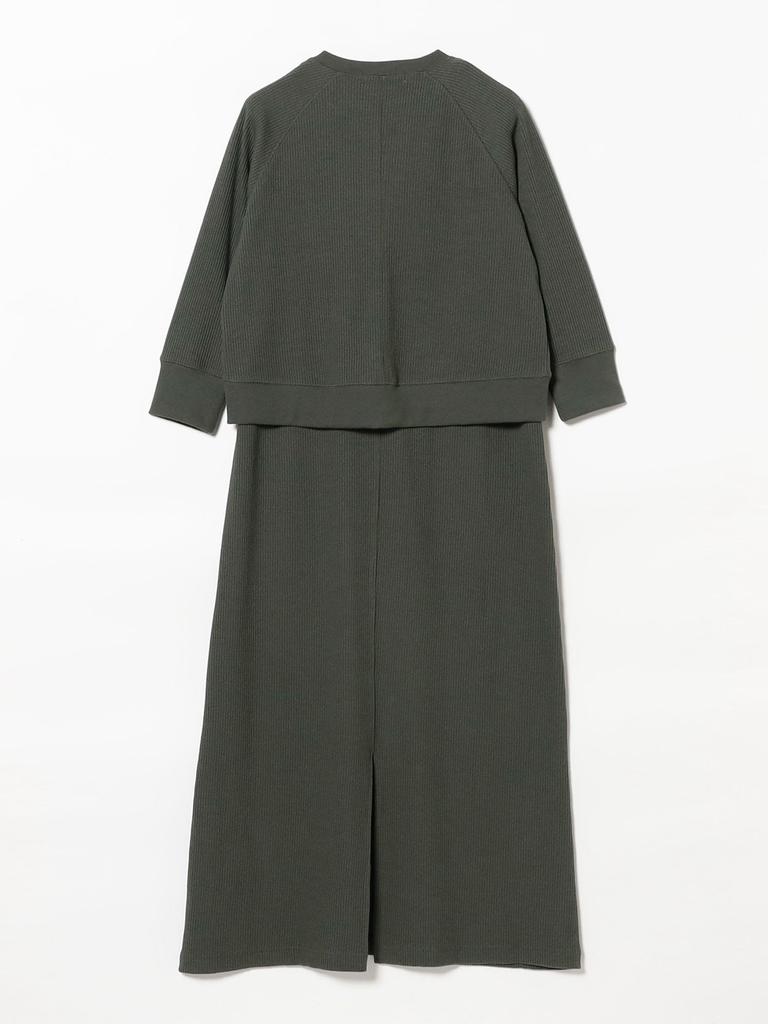 B:MING LIFE STORE by BEAMS Dress Set: Cardigan and Dress Set, Women's, Olive, One Size