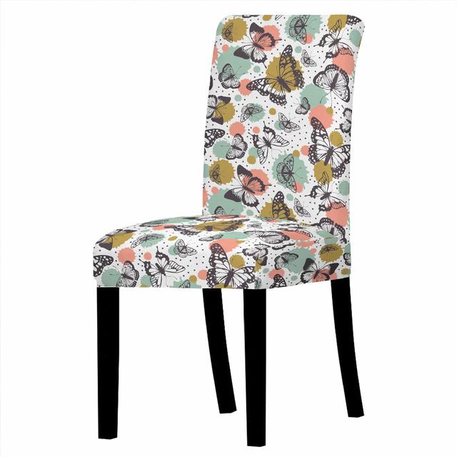 

Эластичный чехол на обеденный стул с принтом бабочки, эластичный пылезащитный чехол для стула, защитный чехол для кухонных табуретов, домашний декор для отеля Universal Size